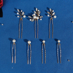 Crystal & Faux Pearl Decor Hair Pin Bridal Wedding Accessory