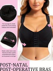Front Buckle Support Bra with Wide Straps