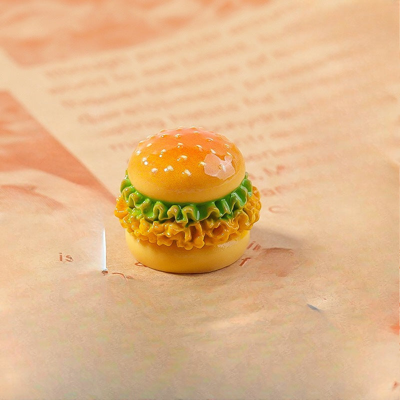 3pcs Resin Hamburger Keychains DIY Crafts Baker Simul