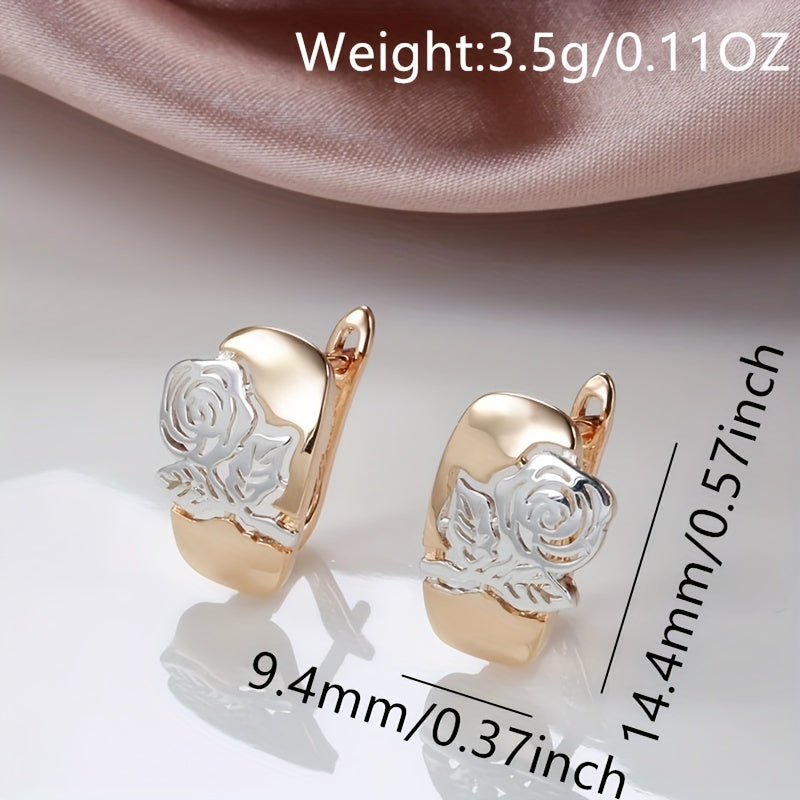 Rose Flower Earrings Women Golden&Silvery Daily Party Jewelry