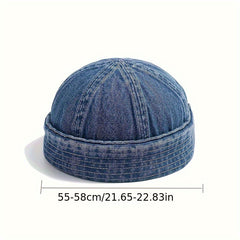 Vintage Denim Sailor Cap Brimless Landlord Hat Spring Autumn