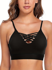 Cross Cut Out Sports Bra for Women