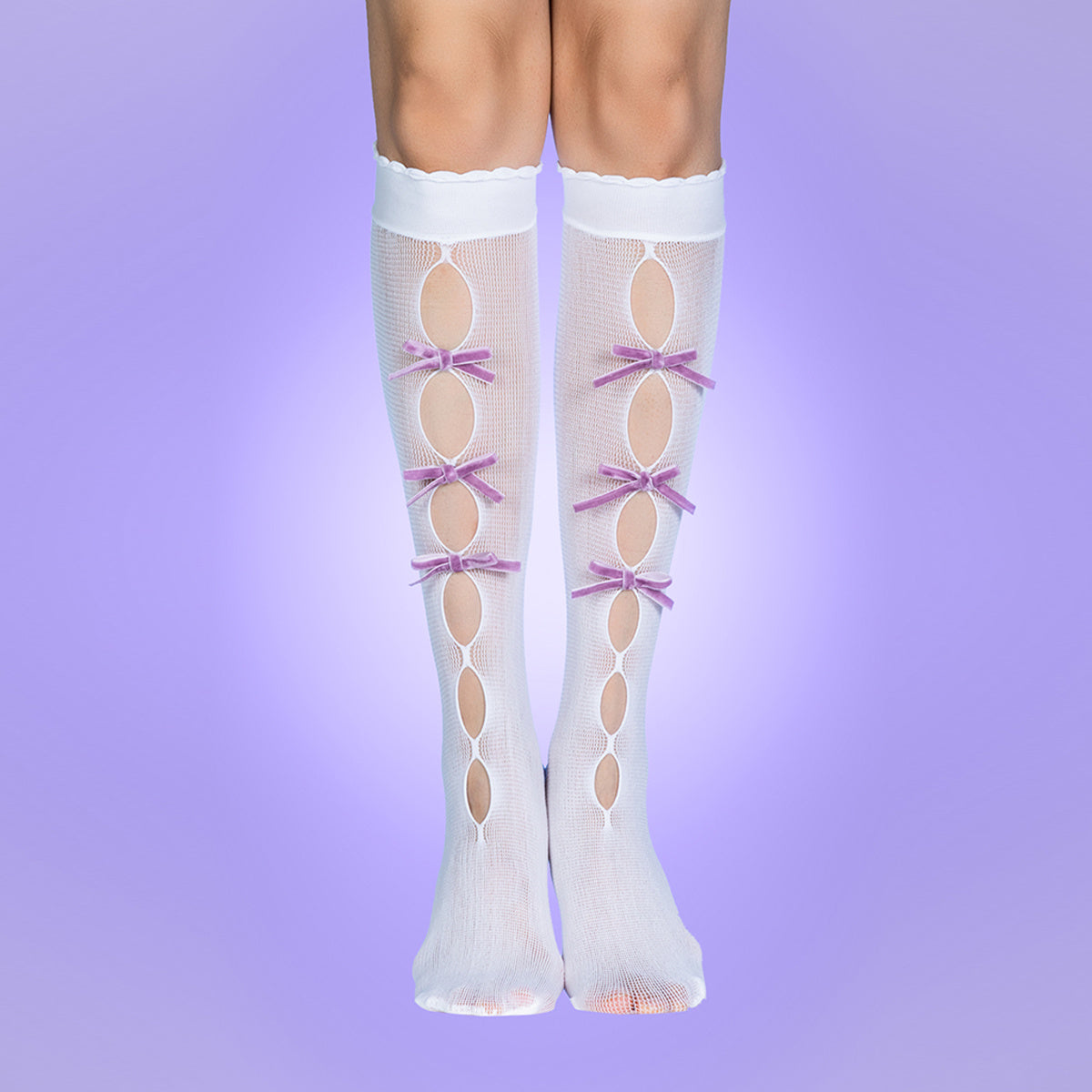 Hollow Bowknot Calf Socks for Women
