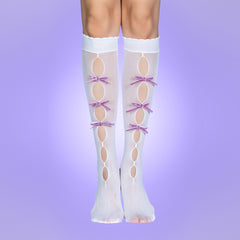 Hollow Bowknot Calf Socks for Women