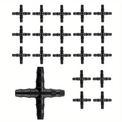 15pcs 4 Way Barbed Connector for Drip Irrigation 4 7mm Pipes