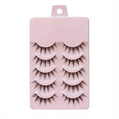 5 Pairs Manga Eyelashes 3D False Lashes Fluffy Cross Wispy Extension Makeup