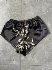 Soft Satin Sleep Bottoms Elastic Waistband Shorts Women's Sleepwear