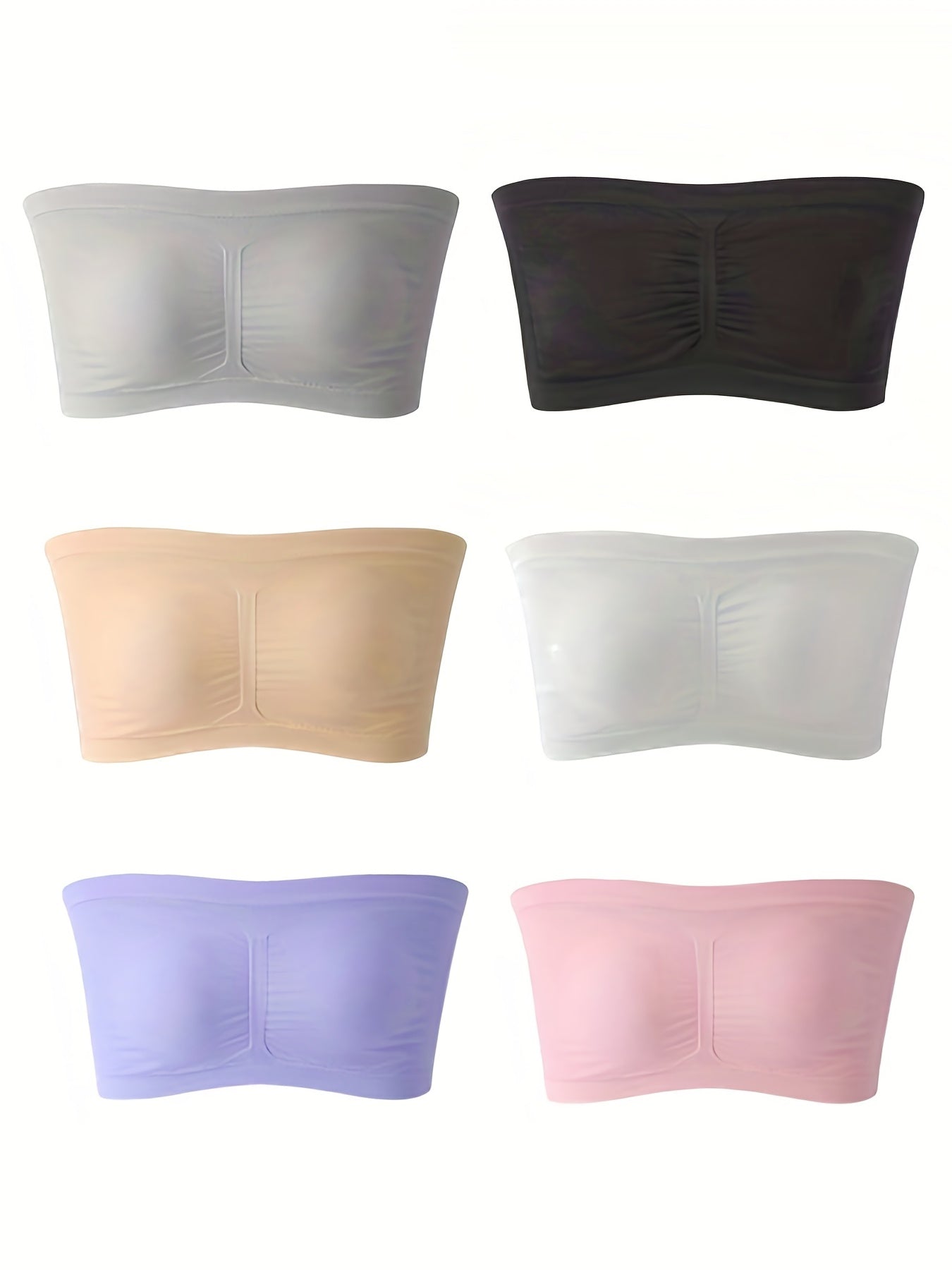 6 Pack Plus Size Ruched Tube Bra Stretch Prom Dress Six Piece Set