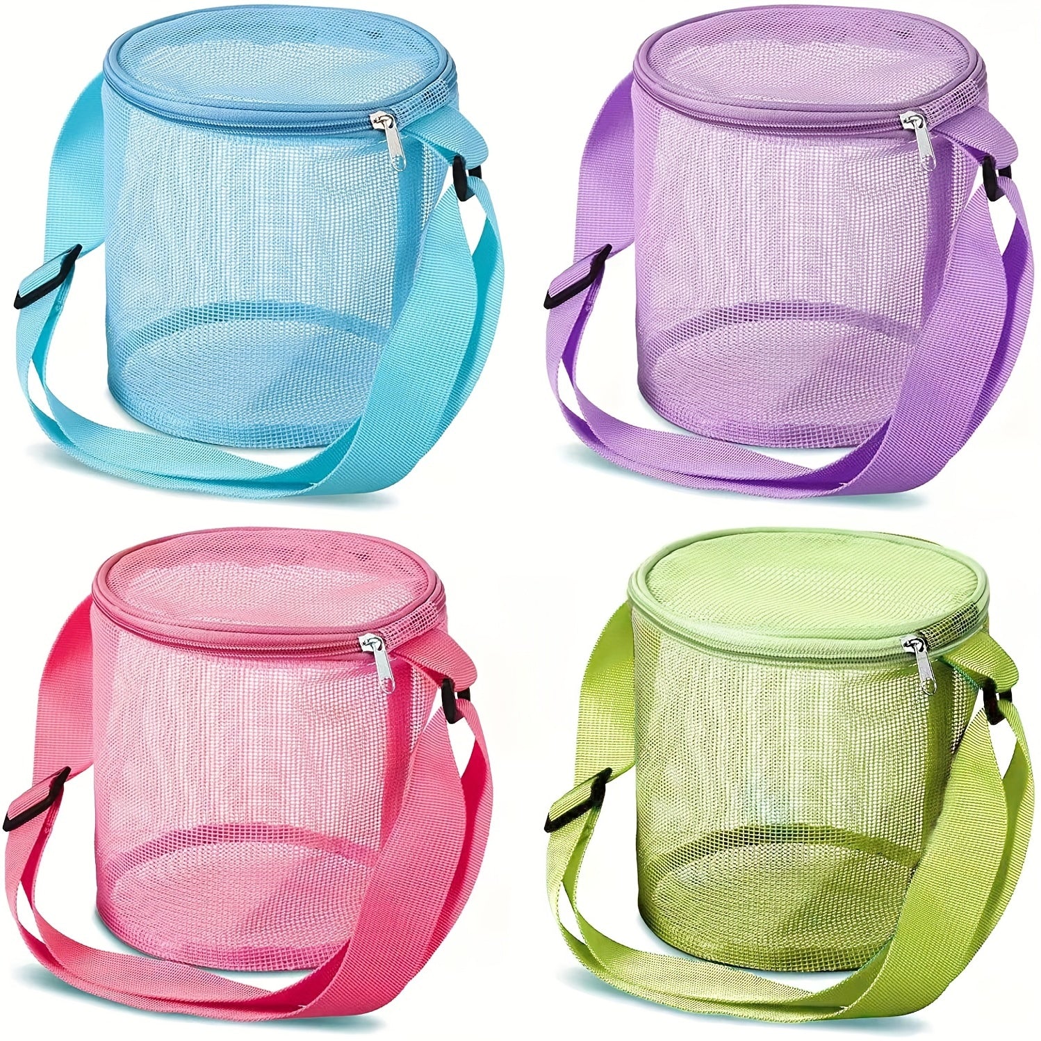 Kid's Mesh Shell Storage Bag 3D Round Sand Digging Bucket Toy