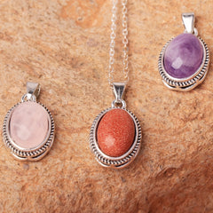 Girls Boys Teen Vintage Crystal Stone Pendant Necklace Jewelry