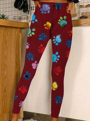 Colorful Paw Print High Stretch Skinny Leggings