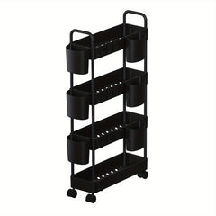 Kitchen Storage Slim Rack Small Cart Movable Living Room Plastic Storage Rack