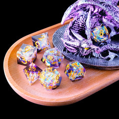 Resin Dice Set 7pcs Polyhedron D20 Sharp Edge Dice for Tabletop Games