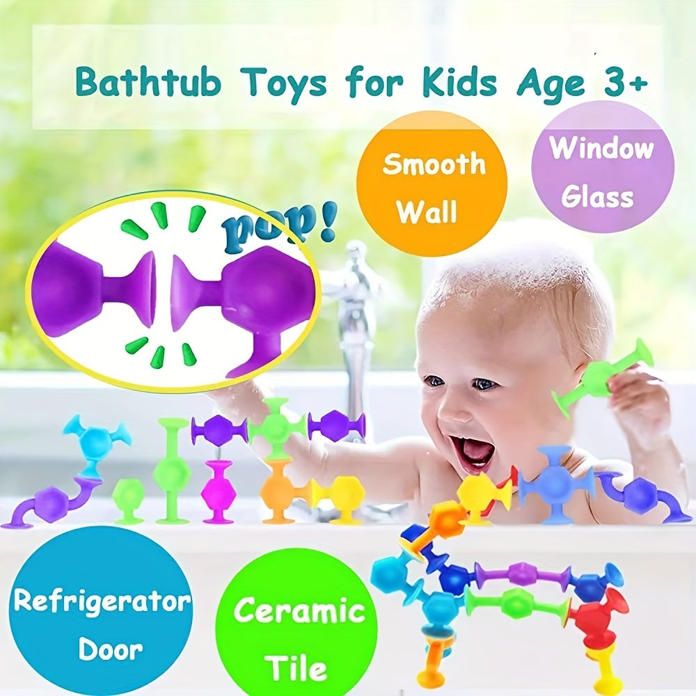 19pcs Suction Cup Bath Toys Fidget Toys Set Travel Toys For Children