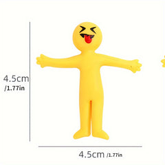 25pcs Stretchable Yellow Figure Toys Cheerful Face Designs Soft Rubber Foldable