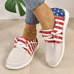 Women's Boat Shoes Star & Stripe Pattern Slip On/Lace Up