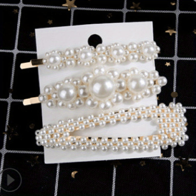 Elegant Pearl Barrette Hair Clip for Women