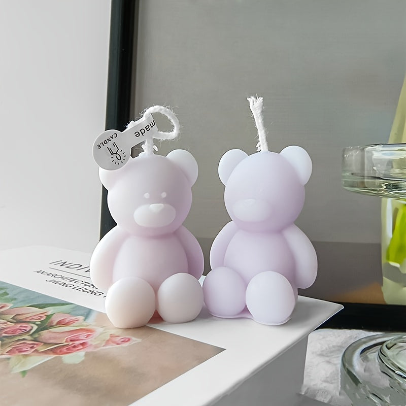 4pcs Bear Candles Flameless Mini Candle For Party Christmas Decoration