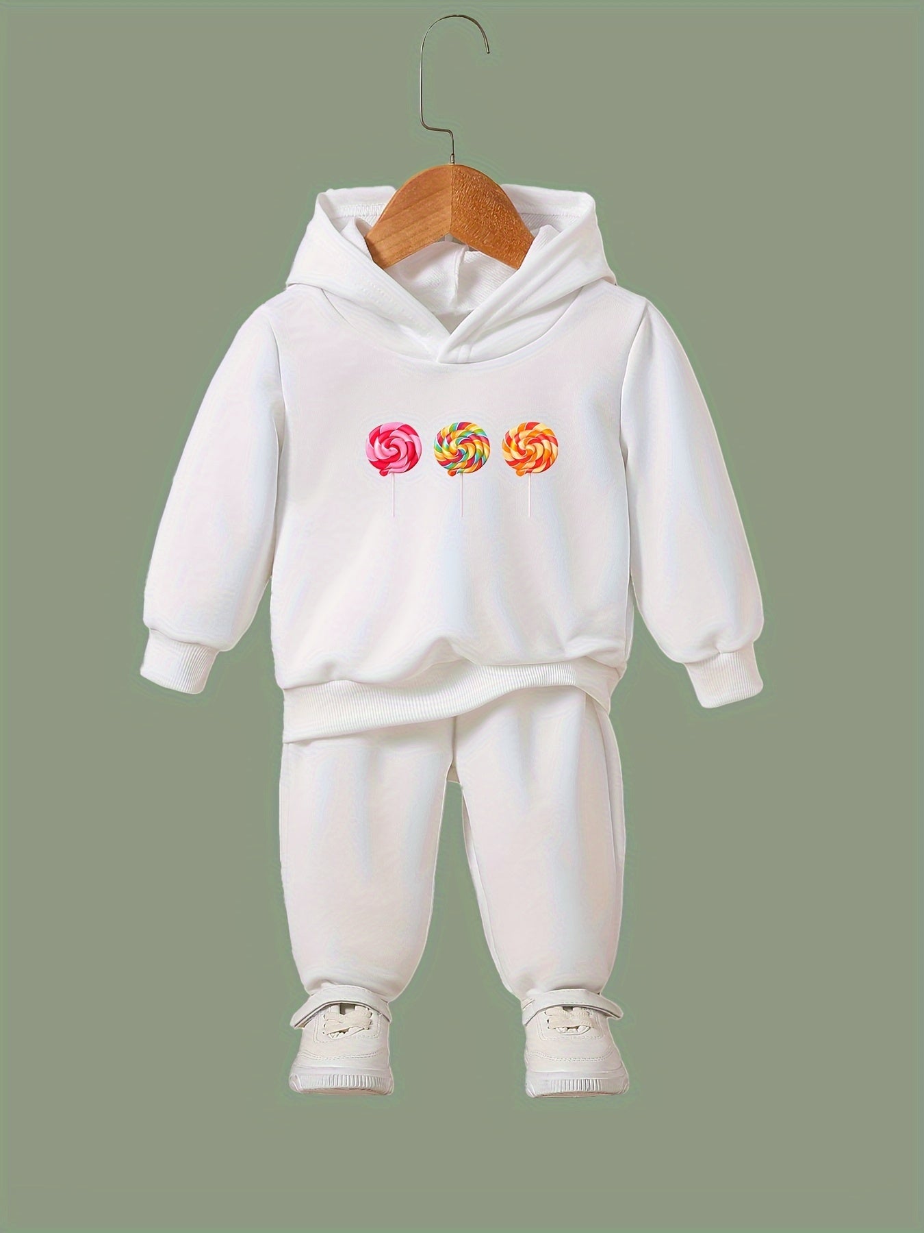 Lollipop Pattern Hooded Sweatshirt Girls Comfy Hoodies & Sweatpants