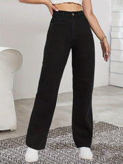 High Rise Straight Leg Boyfriend Jeans
