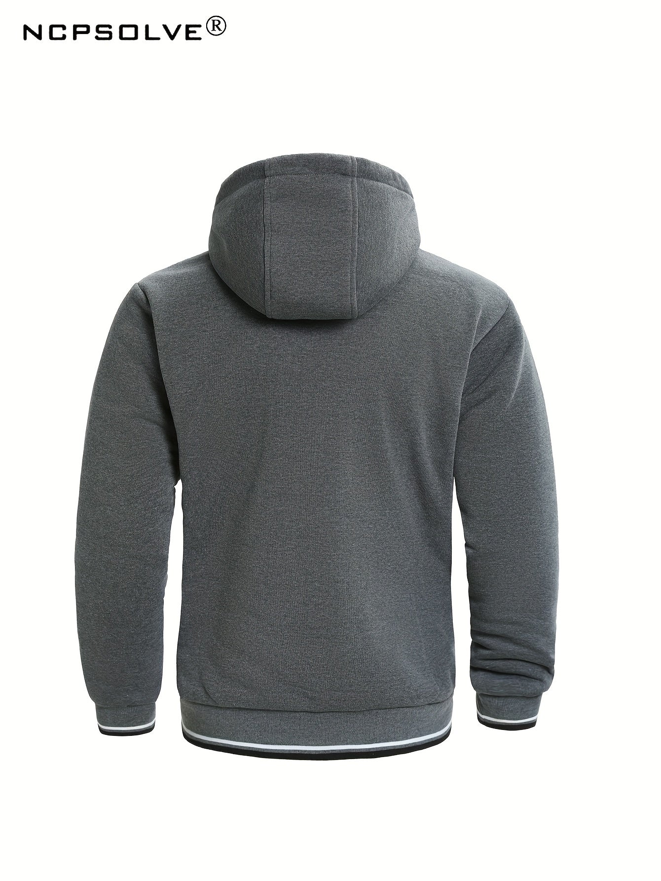 Men's Warm Sports Outfits Zip Up Hooded Jacket & Trousers