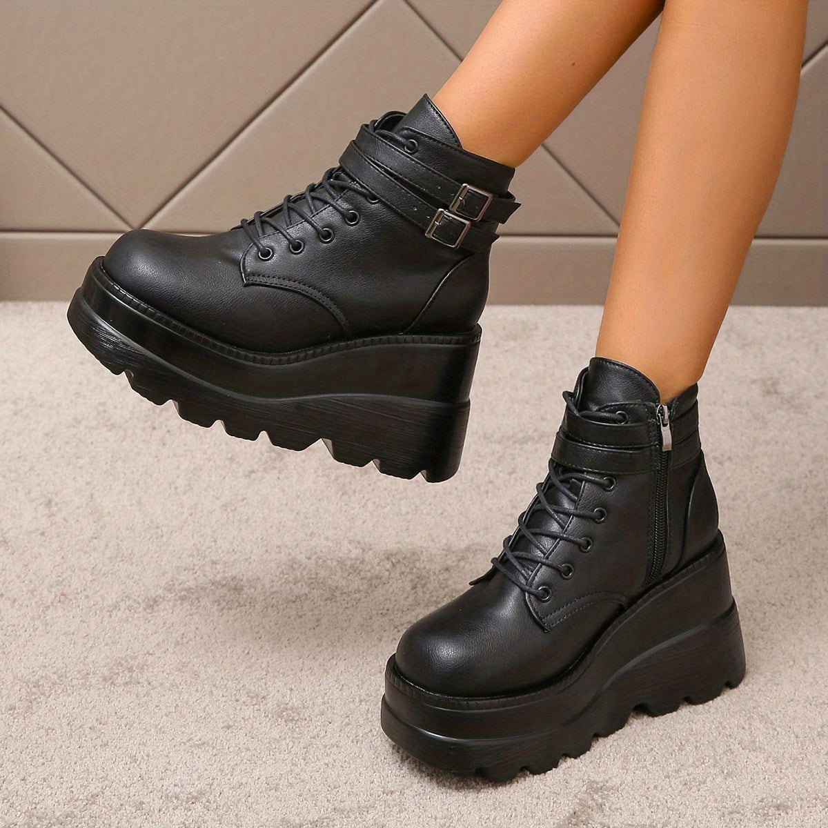 Women's Solid Thick Bottom Boots Shoes Comfortable Outdoor Boots