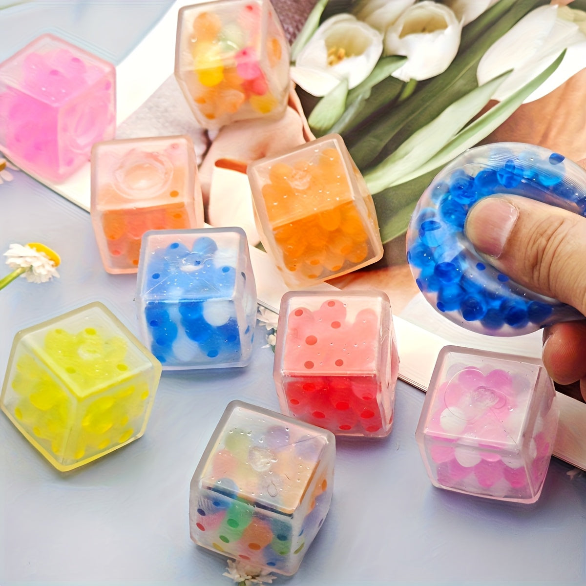16pcs Multicolor Squishy Cube Pinch Balls Fidget Toys Sensory Relax