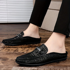 Men's Metallic Moc Toe Slip on Mules Casual Walking Slippers