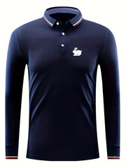Men's Long Sleeve Rabbit Print Lapel Sports Shirt For Spring Fall Winter