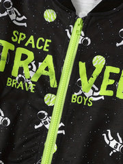 Boys Astronaut SPACE TRAVEL Windbreaker Jacket Waterproof Zip Up