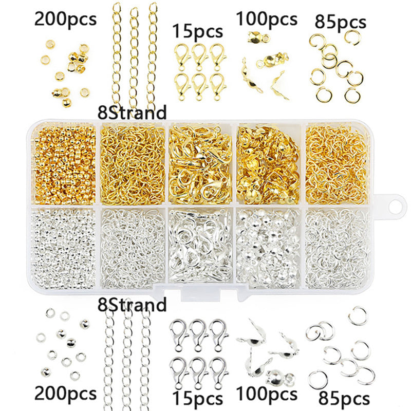 DIY Earring Accessories Kit Golden & Silver Jewelry Beads Pliers Set 5g