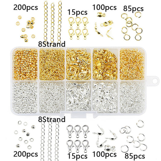 DIY Earring Accessories Kit Golden & Silver Jewelry Beads Pliers Set 5g
