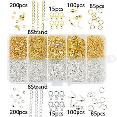 DIY Earring Accessories Kit Golden & Silver Jewelry Beads Pliers Set 5g