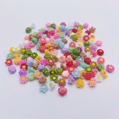 100pcs Mini Resin Flowers Cabochons Jewelry Nail Decorations DIY Arts Crafts