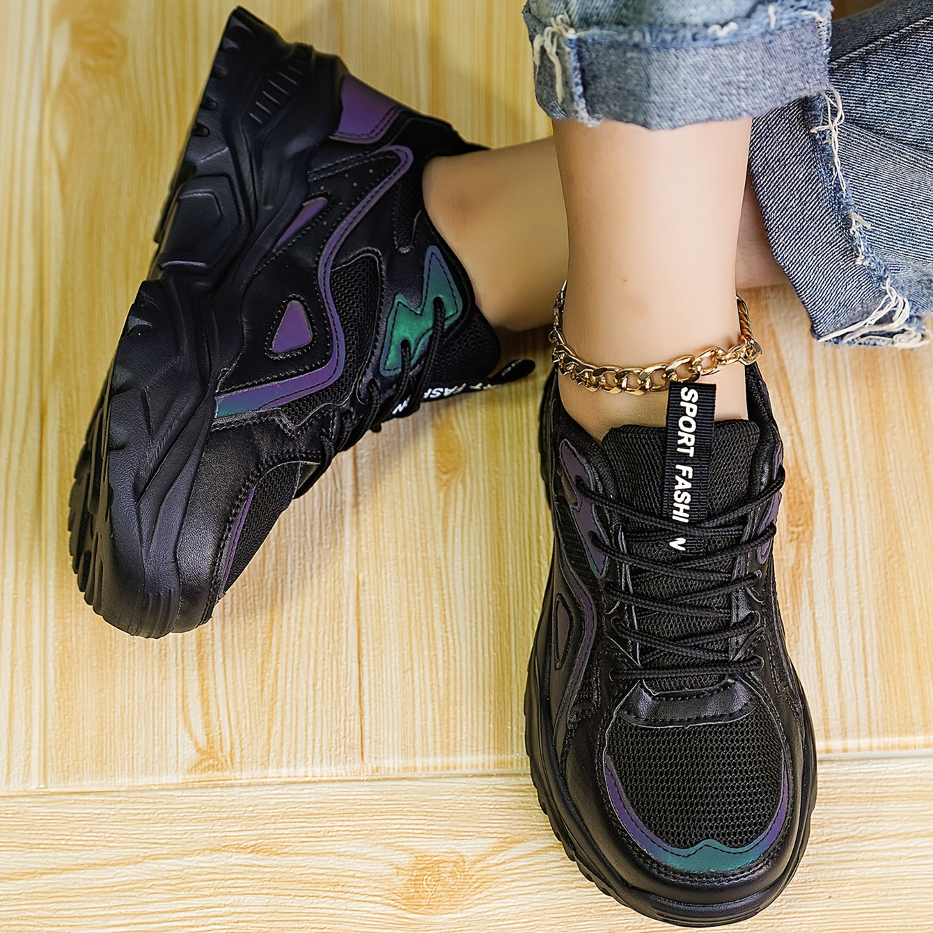 Women's Ombre Chunky Sneakers Mesh Running Shoes
