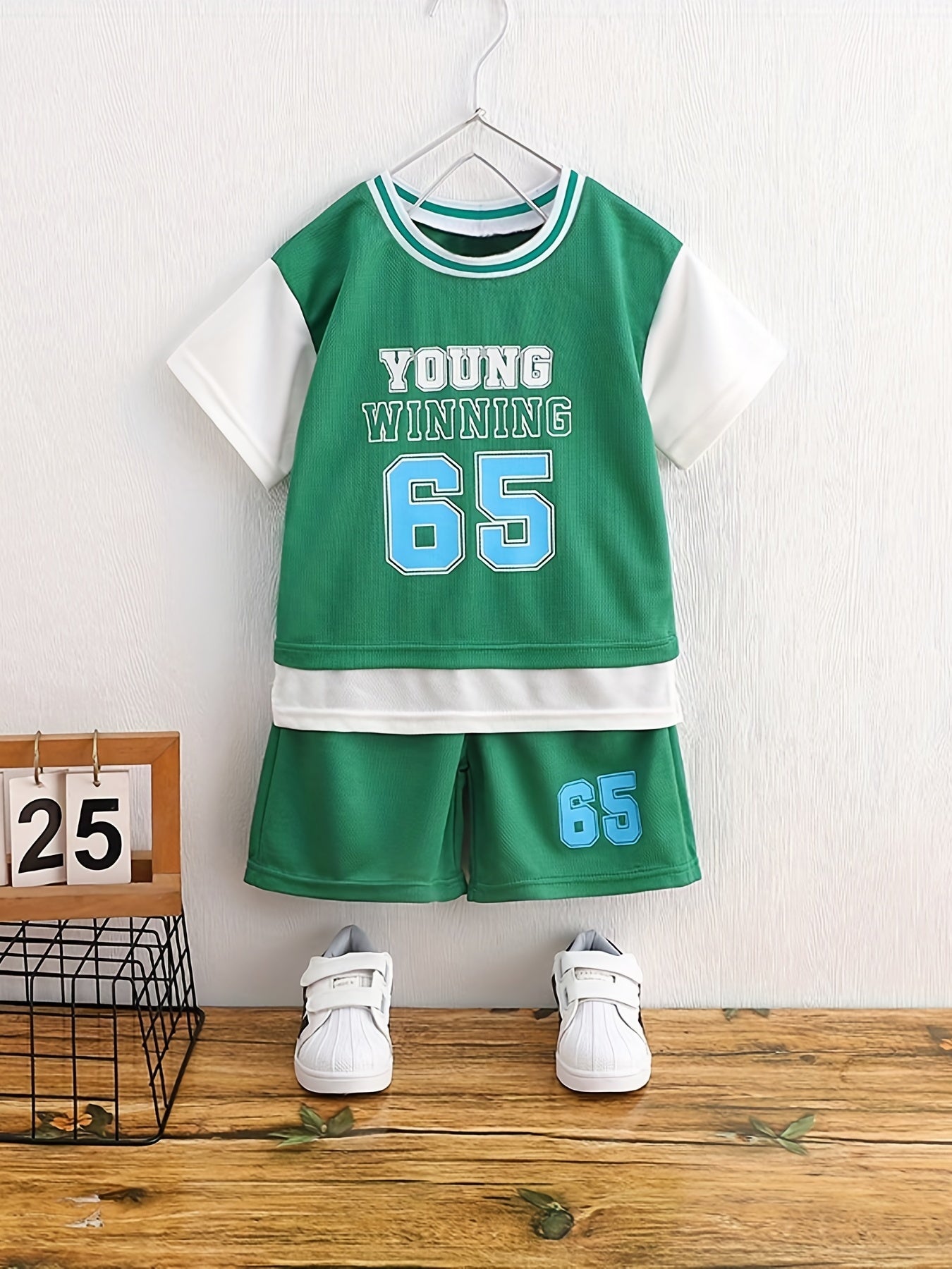 Boys Winning Number 65 Casual Outfit Round Neck T shirt & Shorts