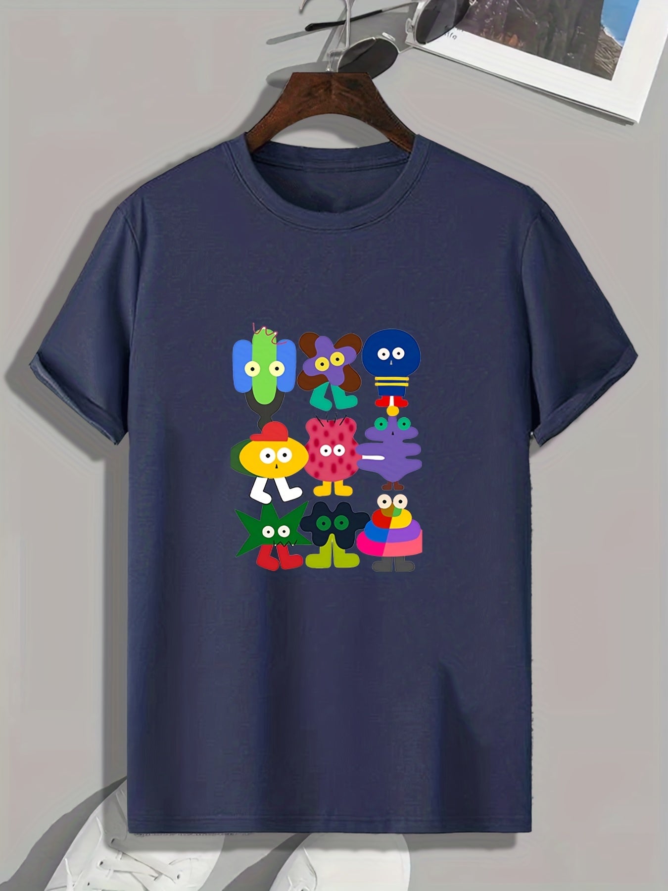 Men's Cartoon Doodles Pattern T shirt Active Slightly Stretch Tee