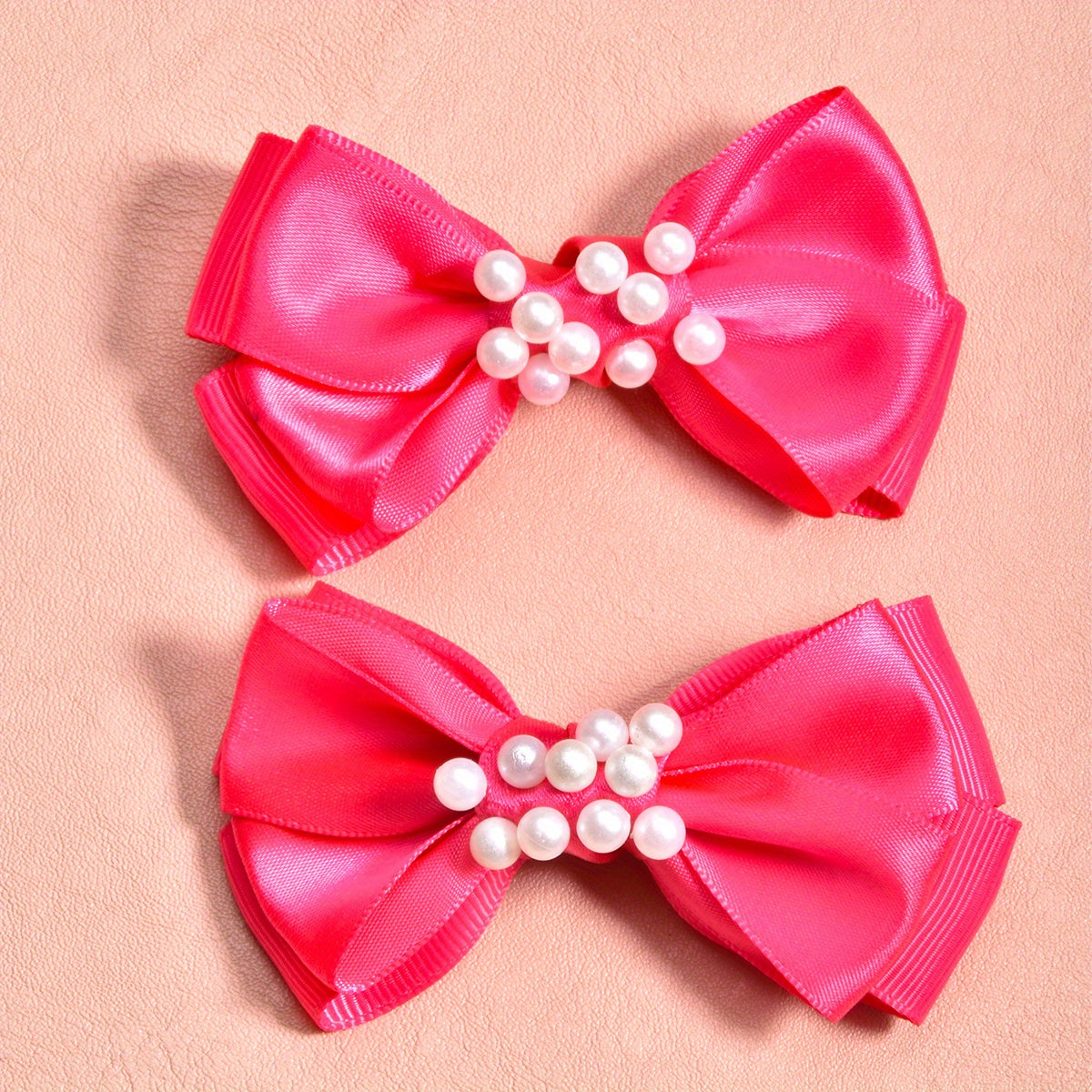 2pcs Pearl Ribbon Bow Hair Clips Girls Accessories