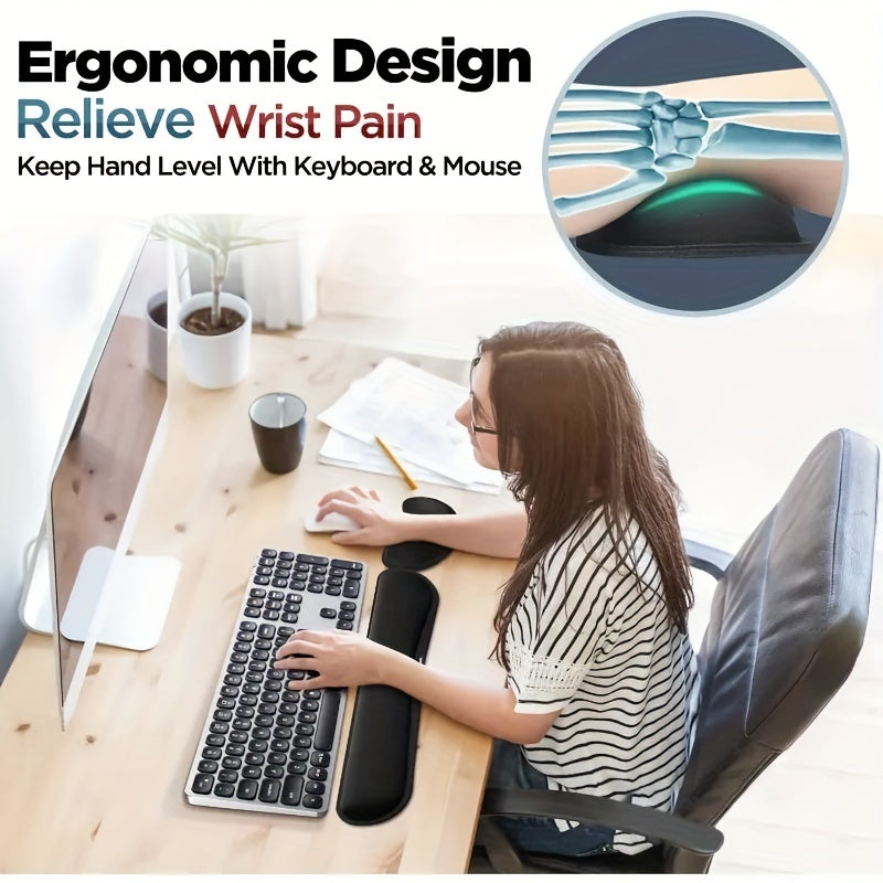 Gel Memory Foam Keyboards and Mouse Wrist Rests 2-Piece Set