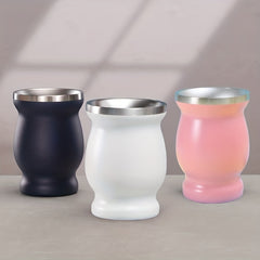 Stainless Steel Yerba Mate Tea Mug 8oz Double Wall Gourd Madai Cup