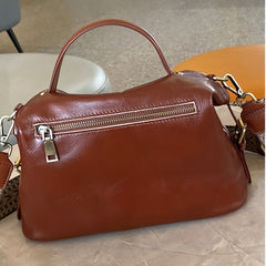 Large Capacity Grey Leather Tote Bag with Removable Strap