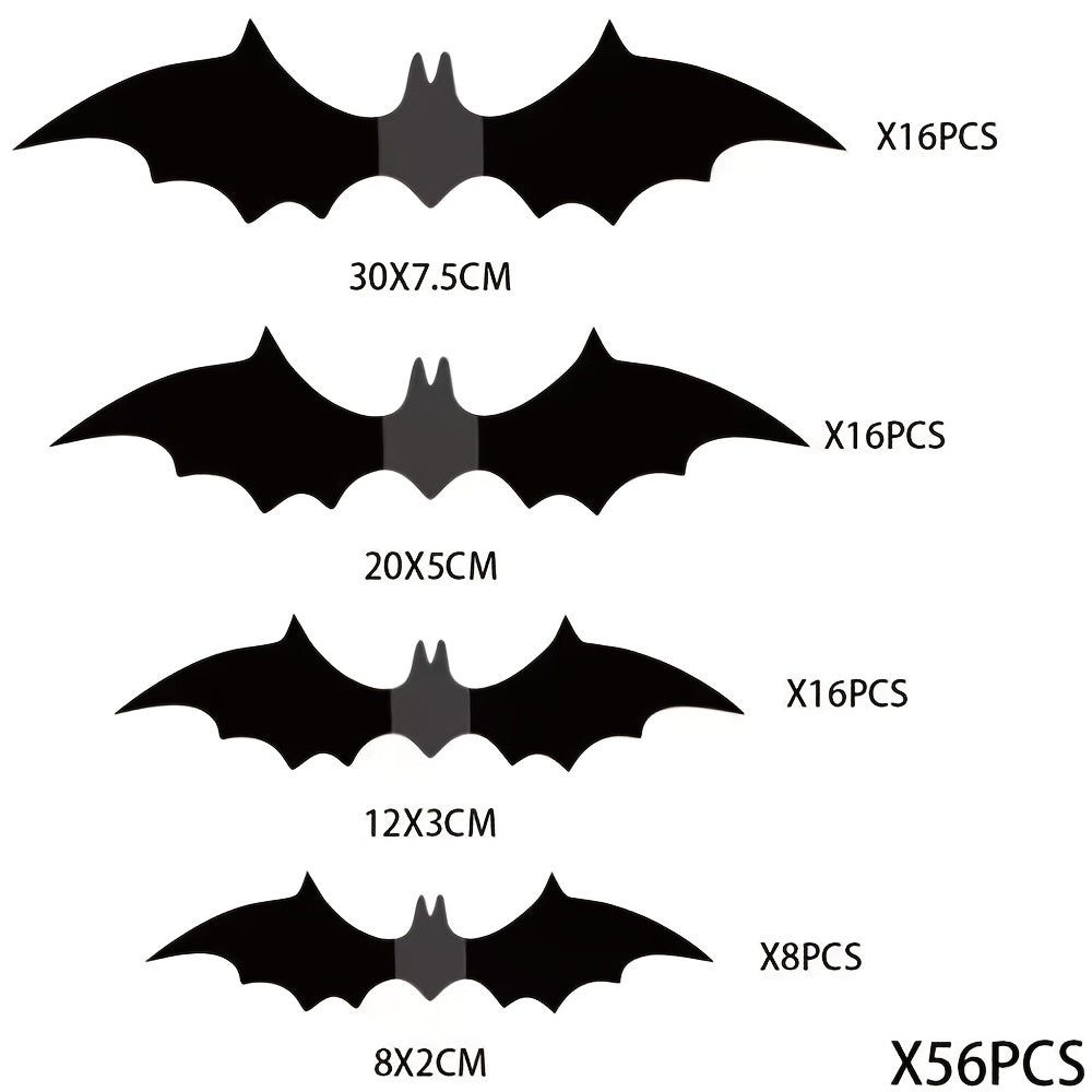 56pcs 3D Bat Sticker Halloween Party Decoration