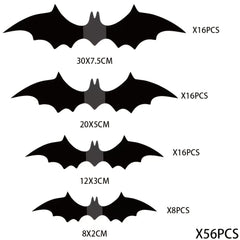 56pcs 3D Bat Sticker Halloween Party Decoration