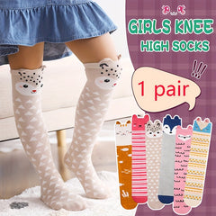 Girl's Animal Pattern Striped Knee High Socks Cotton Blend Long Stockings