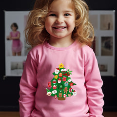 Christmas Tree Graphic Crew Neck Long Sleeve Sweatshirt Kids Clothes