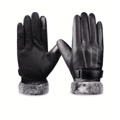 Thicken Warm Gloves Short PU Leather Waterproof Gloves