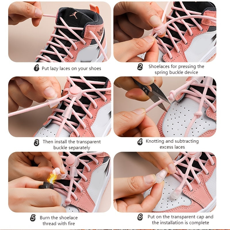 No Tie Shoelaces Elastic Strong Lock Laces One Size Fits All Adults Kids