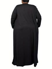 Solid Long Cardigan & Crop Tank Top & Leggings 3pc Set
