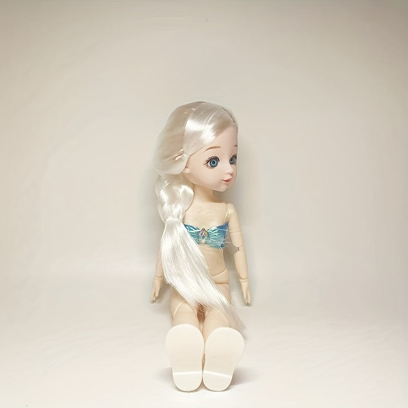 11.8in Jointed Doll with Green Eyes & Hair Braid, Birthday Gift