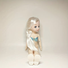 11.8in Jointed Doll with Green Eyes & Hair Braid, Birthday Gift
